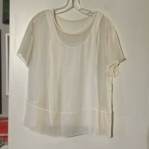 Bailey44 cream tank with sheer overlay